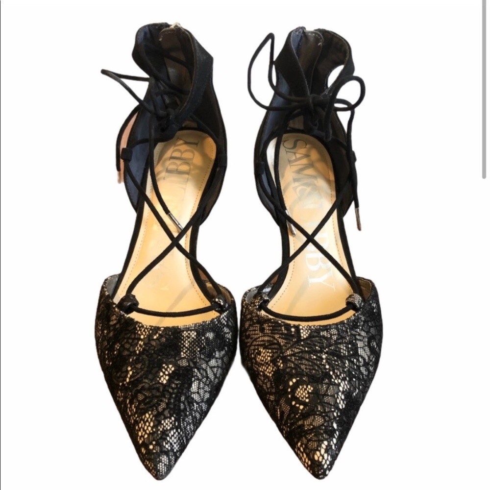Sam and Libby Omni Ghillie Black Lace Up Zip Back Heels in sz 7.5 - Picture 5 of 7
